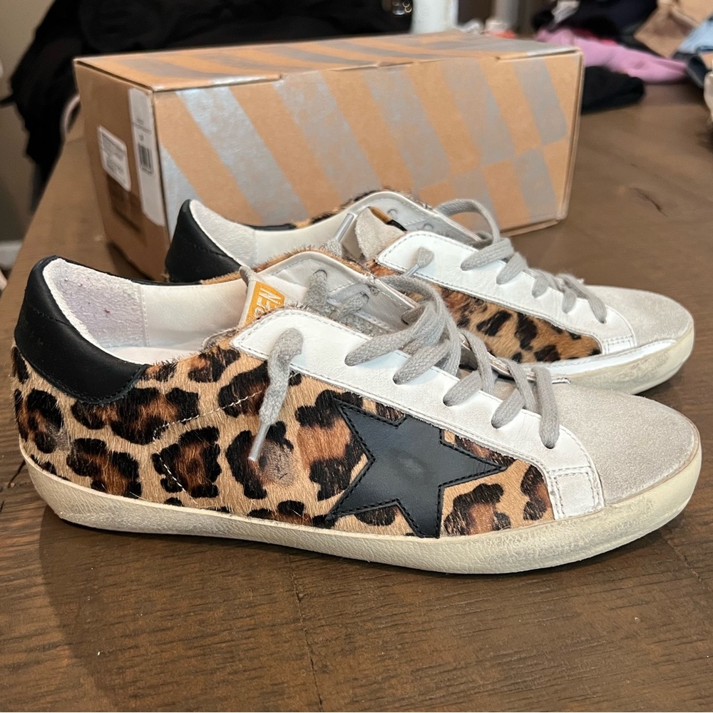Golden Goode Super Star snow leopard, black size 36 sneakers